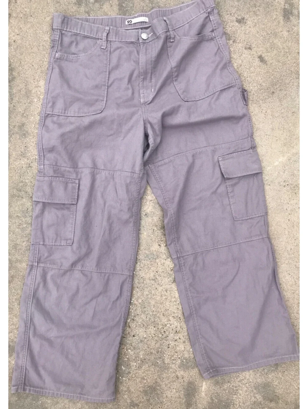 SO Goods For Life Women XL High Rise Cargo Wide Leg Pants Brown 100% Cotton
